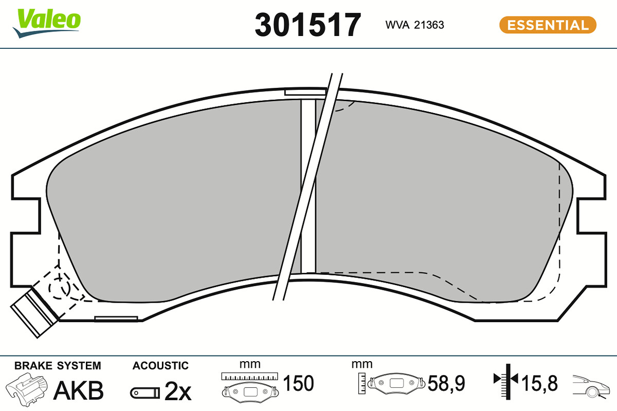 Jeu de 4 plaquettes de frein VALEO ref. 301517